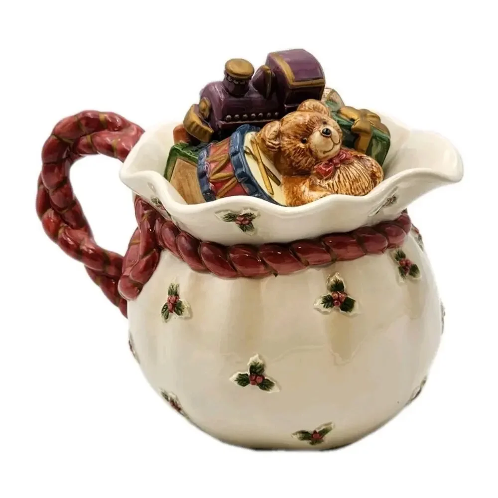Fitz and Floyd Teapot Old World Santa’s Bag of Toys 42 OZ VTG 1994